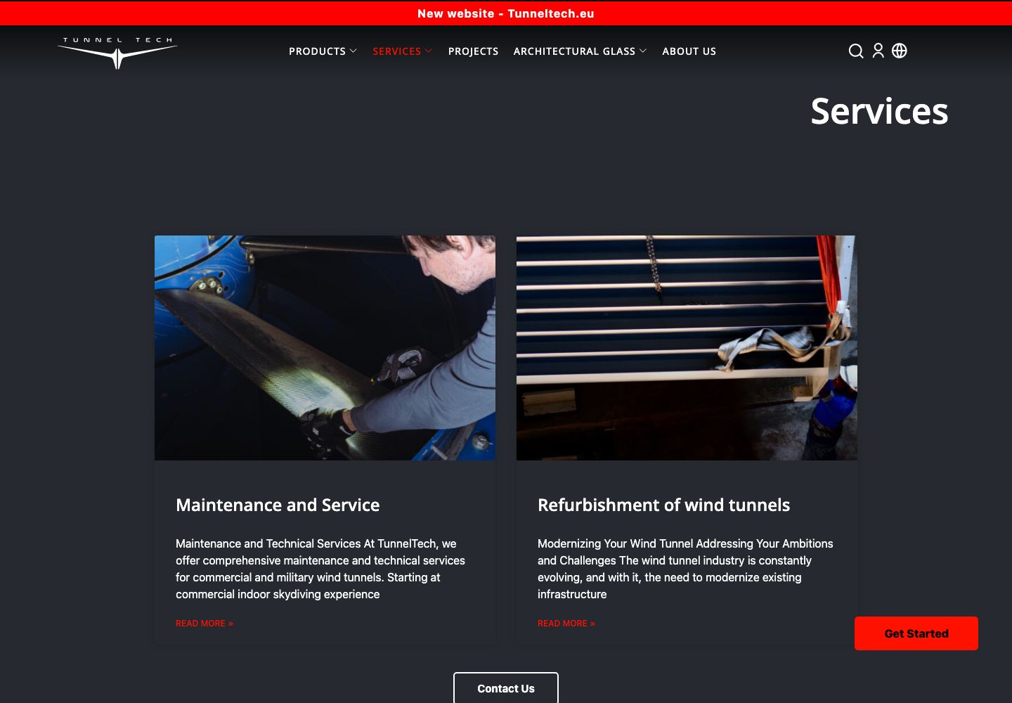 Services / page interne du projet TunnelTech Legacy