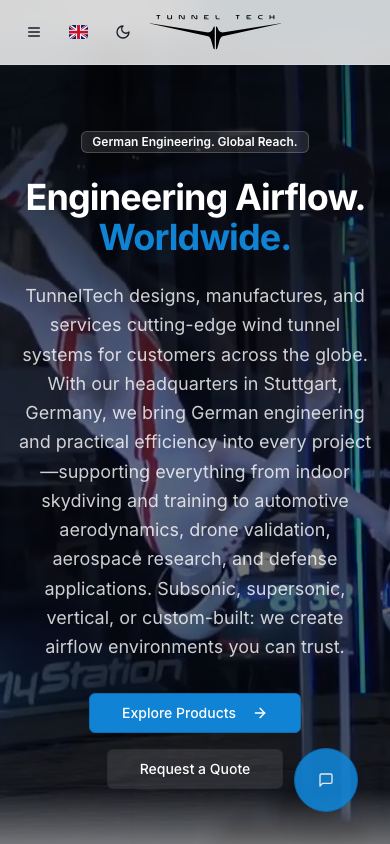 Mobile version of the TunnelTech project