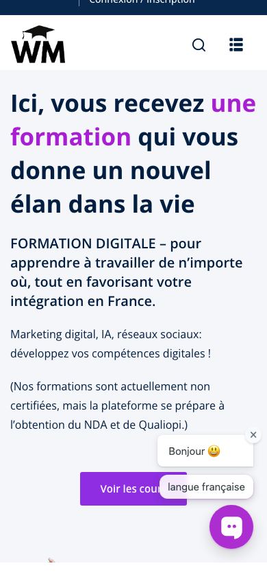 Version mobile du projet Web Market Academy