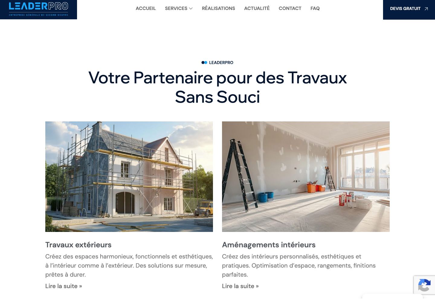 Services / page interne du projet LeaderPRO