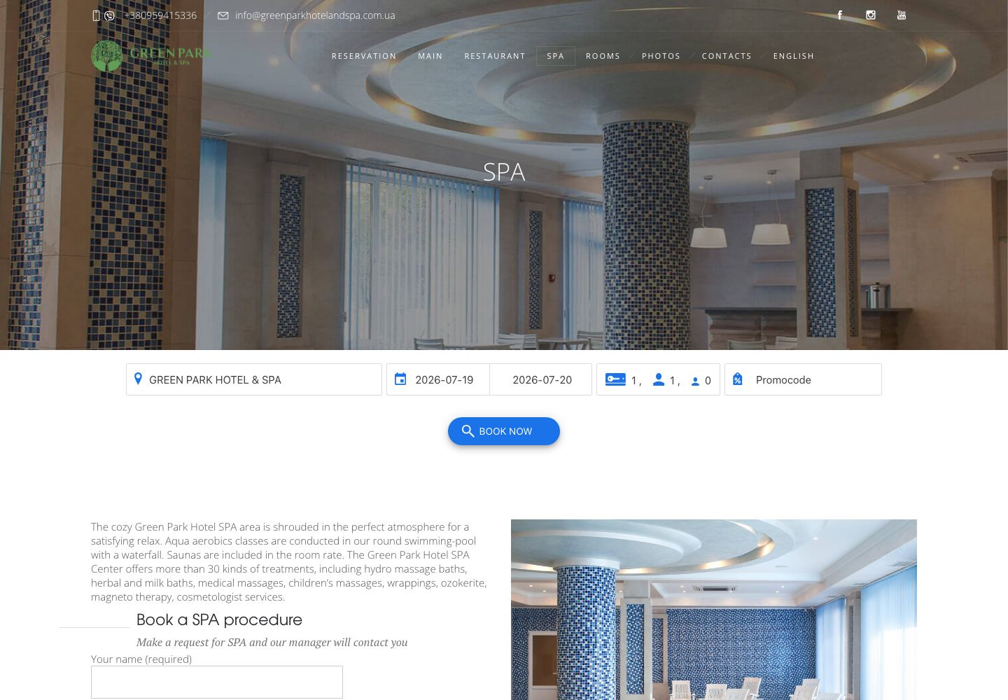 Services / réservation du projet Green Park Hotel & SPA