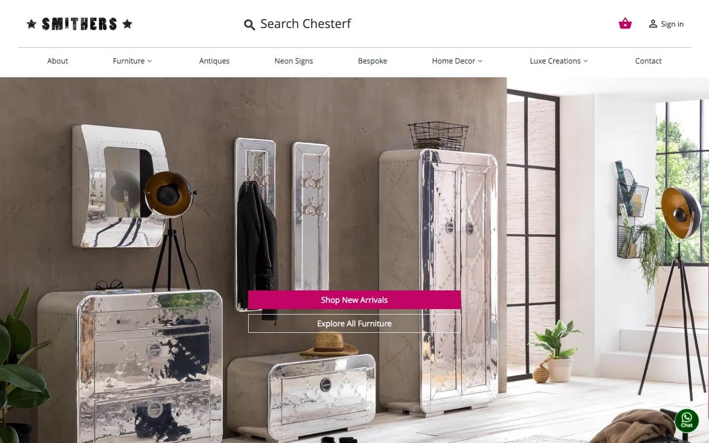 Screenshot of the Smithers of Stamford project: support for PrestaShop furniture store