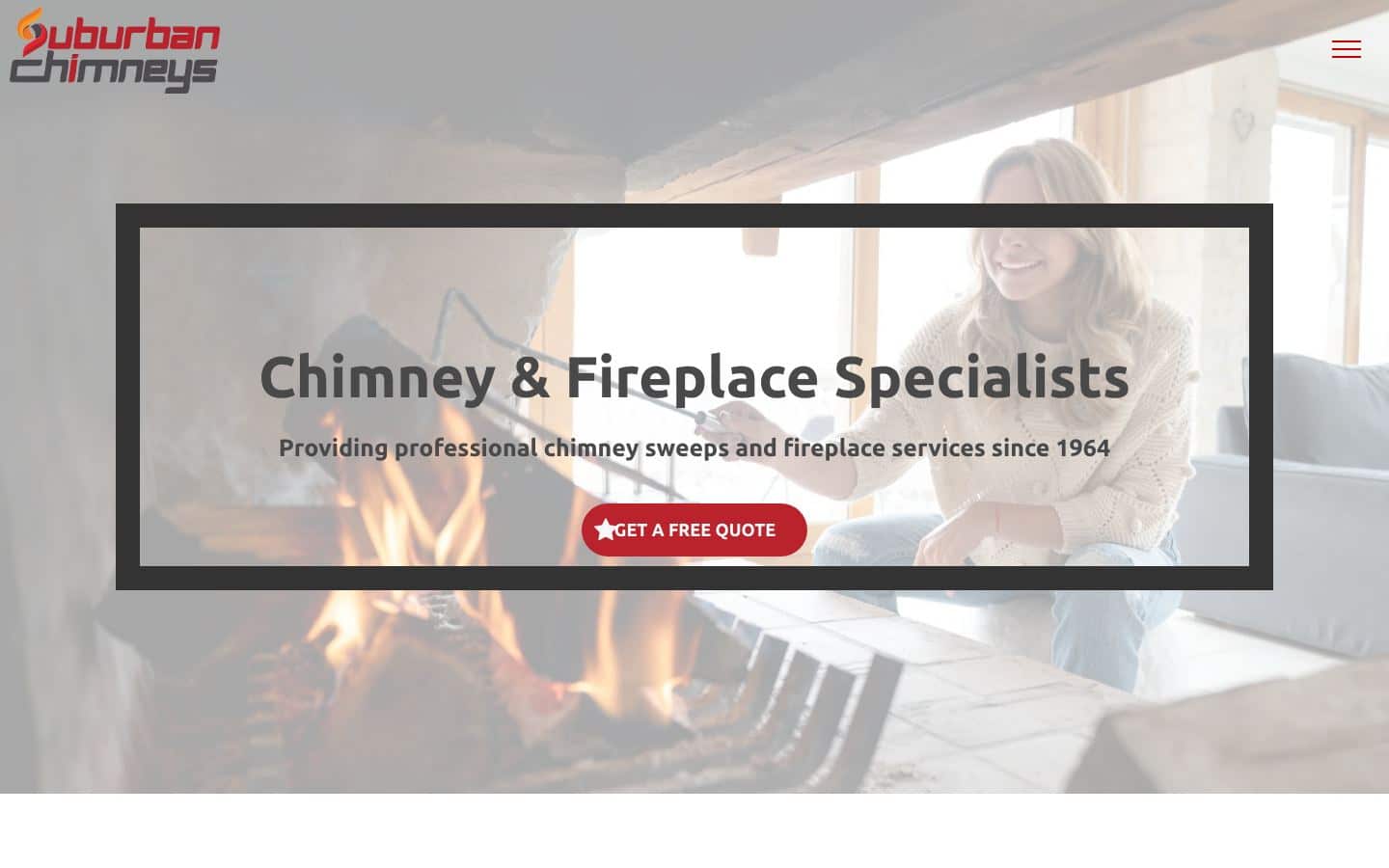 Capture d'écran du projet Suburban Chimneys: maintenance du site web du service