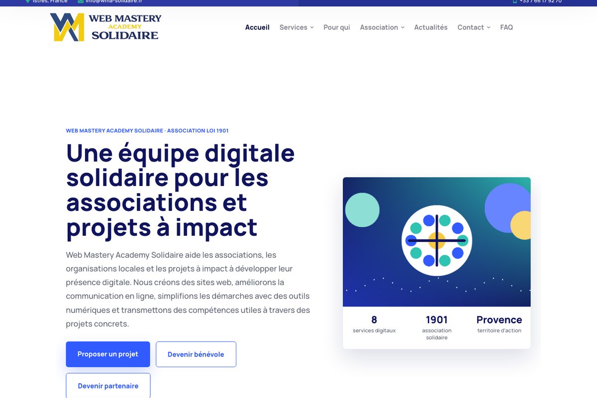Capture de la page d’accueil du site WMA Solidaire